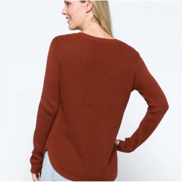 NEW RD Style Stitch Fix Josslyn V-Neck Sweater XL Burnt Orange Cotton Blend NWT - Picture 4 of 15